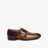Dual Shade Tan Brown Contrasting Monk Leather Shoes By Brune