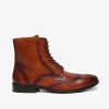 Tan Wingtip Brogue Formal Leather Boots By Brune