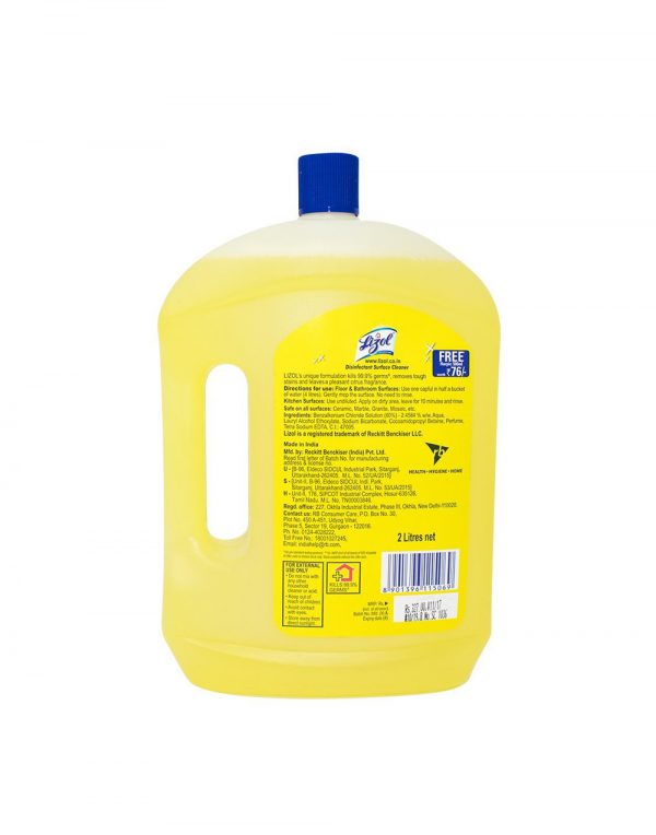 Lizol Disinfectant Floor Cleaner Citrus, 2 L