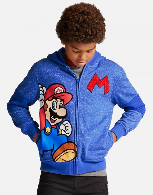 Boys' Super Mario Fleece Jacket Hoodie - Blue