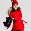 Girls’ Faux Wool Jacket With Removable Faux Fur Collar