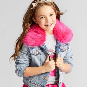 Girls' Jean Jacket with Faux Fur Collar