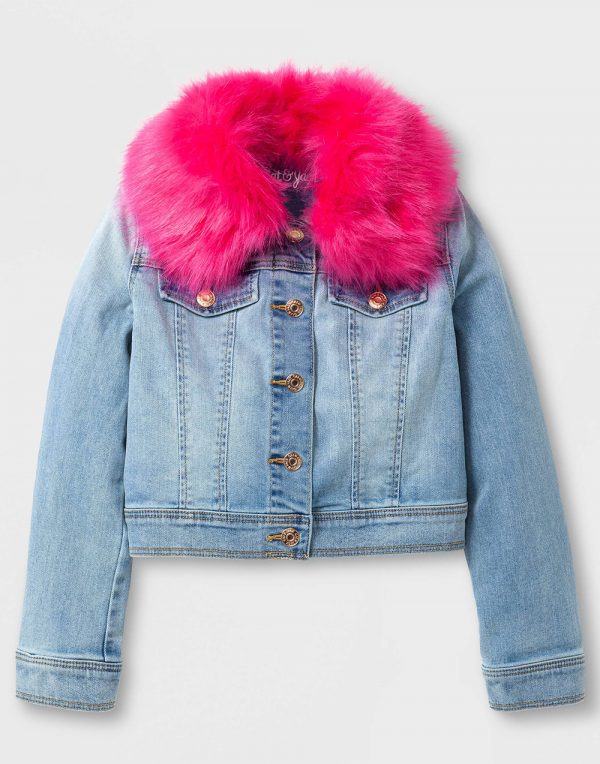 Girls' Jean Jacket with Faux Fur Collar