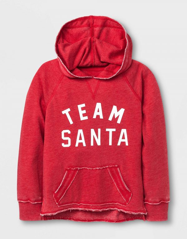 Grayson Social Girls' Team Santa Graphic Hoodie - Red