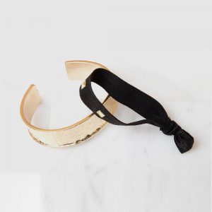La-ta-da Gold Ribbon Hair Tie Cuff Bracelet