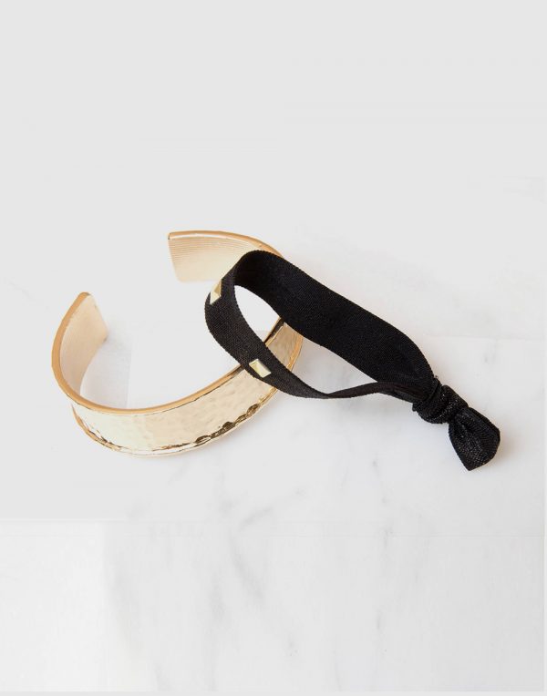 La-ta-da Gold Ribbon Hair Tie Cuff Bracelet
