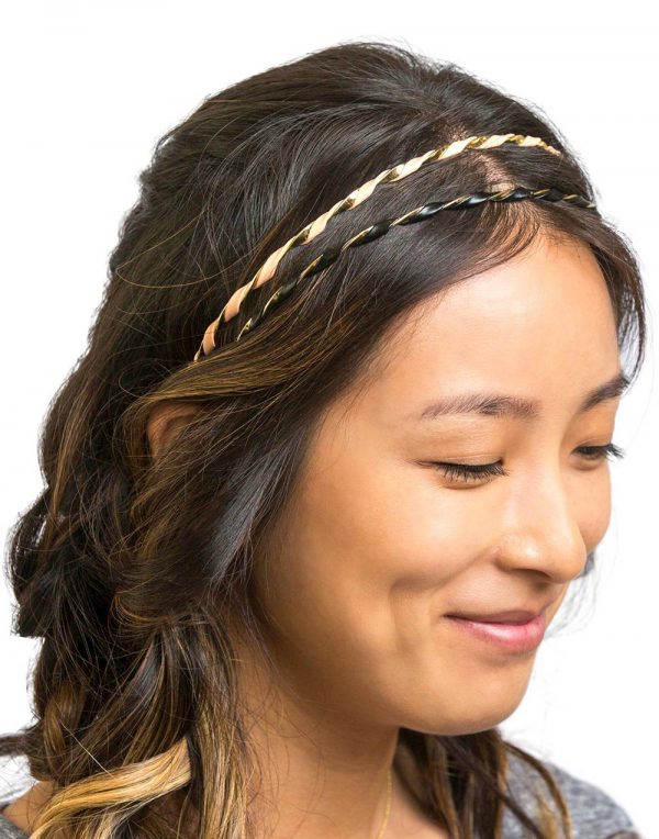 La-ta-da Faux Leather & Gold Twist Headbands