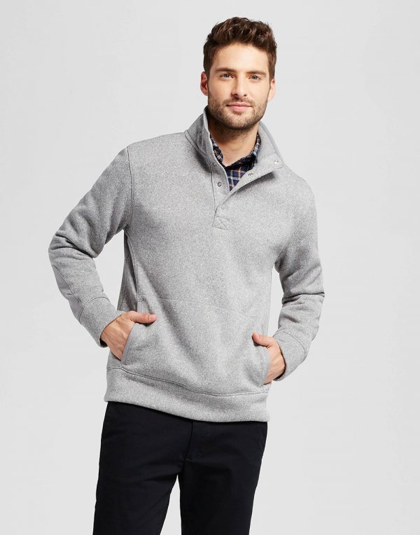 Men's Standard Fit Sweater Fleece Snap Pullover