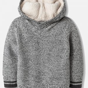 Toddler Boys' Sherpa Hoodie Sweater - Gray