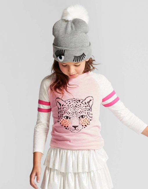 Girls' Sleeve Animal Baseball Graphic T-Shirt - Pink