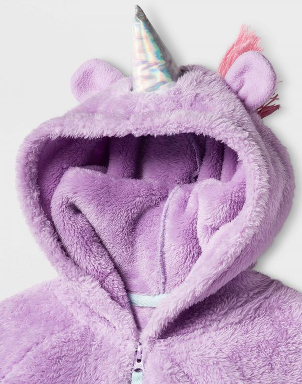 Girls' Cozy Unicorn Hoodie - Violet