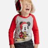 Toddler Boys’ Disney Mickey Mouse in Santa Hat and Scarf Long Sleeve T-Shirt