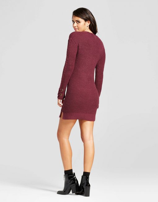 Women's Lace-Up Sweater Dress