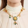 Floral and glamour embroider necklace