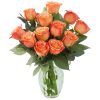 KaBloom Bouquet of 12 Fresh Cut Orange Roses Long Stemmed