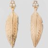 Gold Feather Drop Earrings – Gold