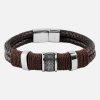 Men’s Crucible Brown Accents Woven Braided Leather Bracelet