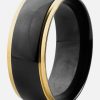 Men’s Blackplated Stainless Steel with Double Goldplated Ring