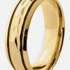 Men’s Goldtone Stainless Steel Groove Hammered Ring