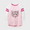 Girls’ 3/4 Sleeve Graphic T-Shirt – Pink