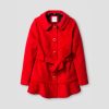 Girls’ Faux Wool Jacket – Red