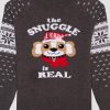 Girls’ The Snuggle Christmas Long Sleeve Sweater – Gray