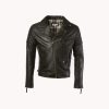 Bash-wood Leather Biker Jacket Black : Sol tau