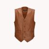 Bash-wood Leather Waistcoat Tan/app : Tudor