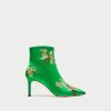 Embroidered Satin High Heel Ankle Boots
