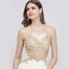 High-Neck Mermaid Gown with Embroidered Bodice